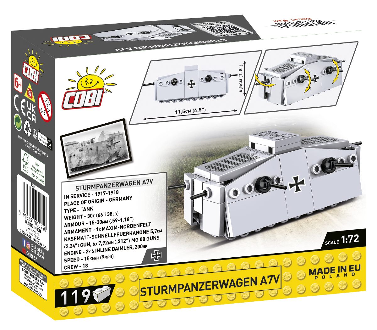 Cobi 3094 - HC WWII - Maßstab 1:72 - Sturmpanzerwagen A7V