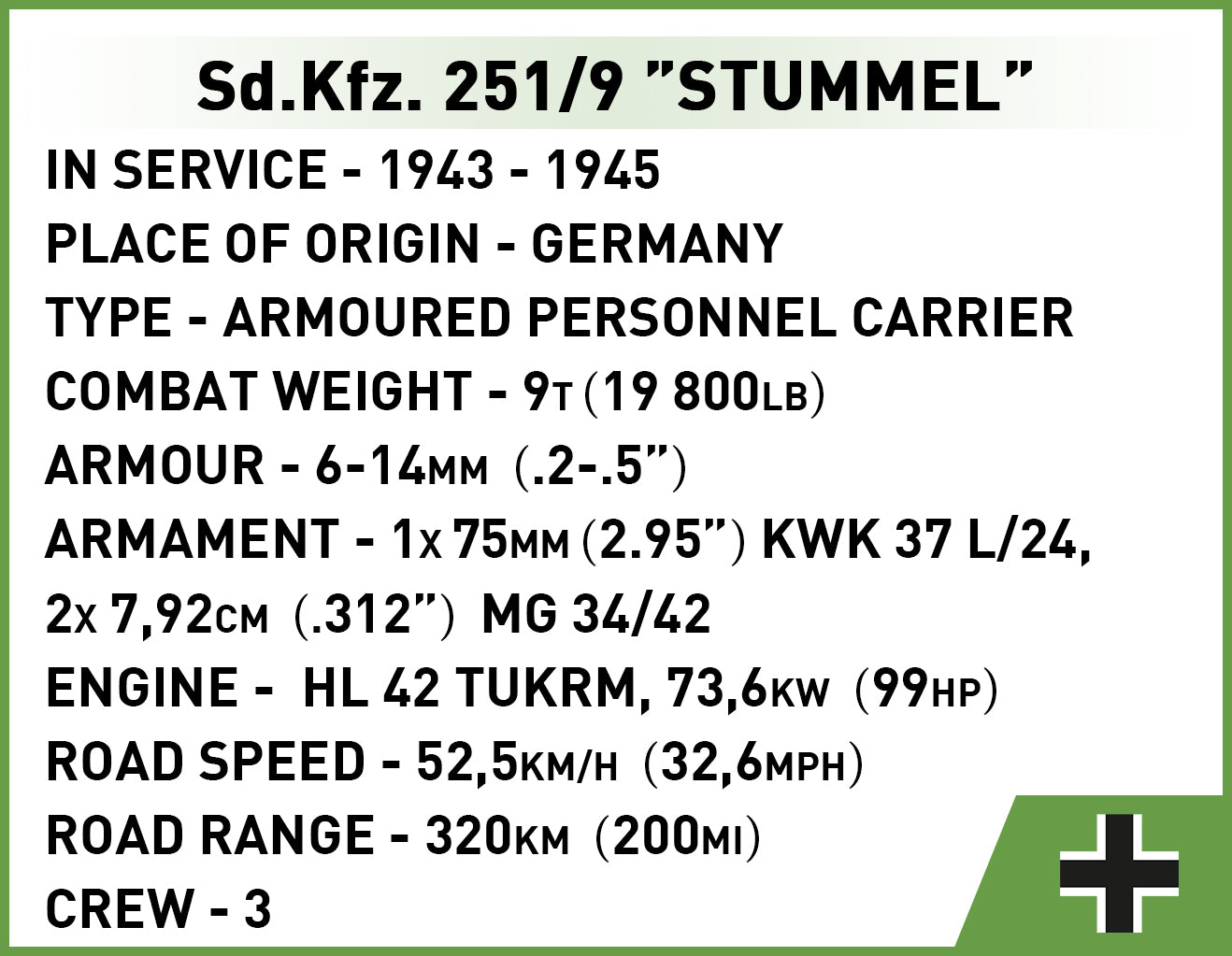 Cobi 2283 - Sd.Kfz. 251/9 Stummel