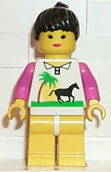 LEGO® Minifigur Town par002 - Horse and Palm - Yellow Legs, Black Ponytail Hair