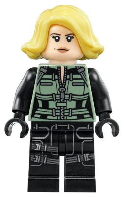 LEGO® Minifigur Super Heroes sh0494 - Black Widow - Black Jumpsuit, Bright Light Yellow Short Hair, Printed Legs