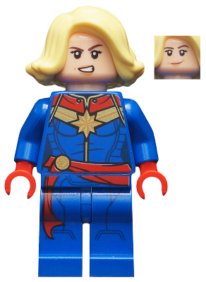 LEGO® Minifigur Super Heroes sh0639 - Captain Marvel - Bright Light Yellow Hair