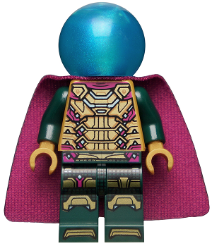 LEGO® Minifigur Super Heros sh0783 - Mysterio - Magenta Trim, Dark Azure Head, Satin Trans-Light Blue Helmet, Single Hole Cape