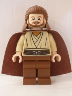 LEGO® Minifigur Star Wars sw0322 - Qui-Gon Jinn - Light Nougat Head, Reddish Brown Legs and Cape
