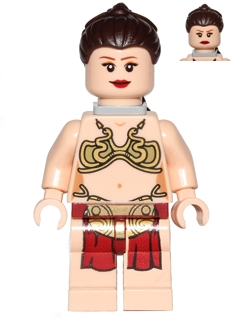 LEGO® Minifigur Star Wars sw0485 - Princess Leia - Jabba Slave Outfit, Dark Brown Long Braid, Neck Bracket