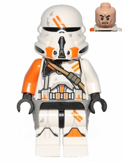 LEGO® Minifigur Star Wars sw0523 - Clone Airborne Trooper, 212th Attack Battalion (Phase 2) - Orange Arm, Dirt Stains, Light Bluish Gray Cloth Kama, Scowl