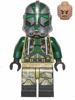 LEGO® Minifigur Star Wars sw0528 - Clone Trooper Commander Gree, 41st Elite Corps (Phase 2) - Kashyyyk Camouflage, Scowl