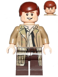 LEGO® Minifigur Star Wars sw0644 - Han Solo - Endor Outfit, Dark Tan Camouflage Jacket, Smooth Hair