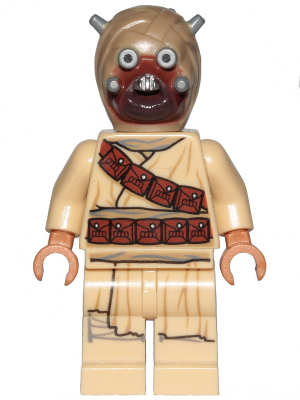 LEGO® Minifigur Star Wars sw1074 - Tusken Raider - Dark Tan Head with Spikes, Diagonal Belt, Printed Legs