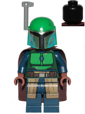 LEGO® Minifigur Star Wars sw1078 - Mandalorian Tribe Warrior (Idalia Desta) - Female, Dark Brown Cape, Green Helmet with Antenna / Rangefinder