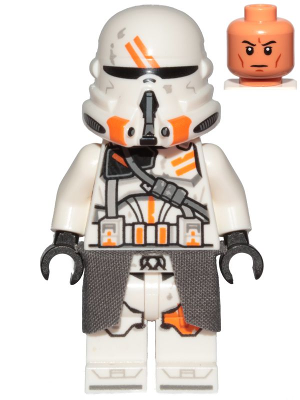 LEGO® Minifigur Star Wars sw1100 - Clone Airborne Trooper, 212th Attack Battalion (Phase 2) - White Arms, Dirt Stains, Dark Bluish Gray Cloth Kama, Nougat Head