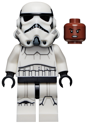 LEGO® Minifigur Star Wars sw1167 - Imperial Stormtrooper - Male, Dual Molded Helmet with Light Bluish Gray Panels on Back, Reddish Brown Head, Grimace