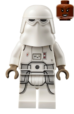 LEGO® Minifigur Star Wars sw1180 - Snowtrooper - Female, Printed Legs, Dark Tan Hands, Reddish Brown Head, Open Mouth Smirk