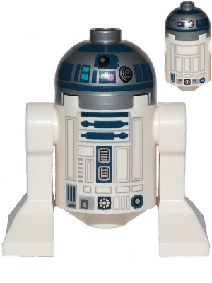 LEGO® Minifigur Star Wars sw1202 - Astromech Droid, R2-D2 - Flat Silver Head, Dark Pink Dots, Large Receptor, Back Printing