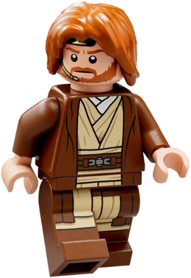 LEGO® Minifigur Star Wars sw1220 - Obi-Wan Kenobi - Reddish Brown Robe, Dark Orange Mid-Length Tousled with Center Part Hair