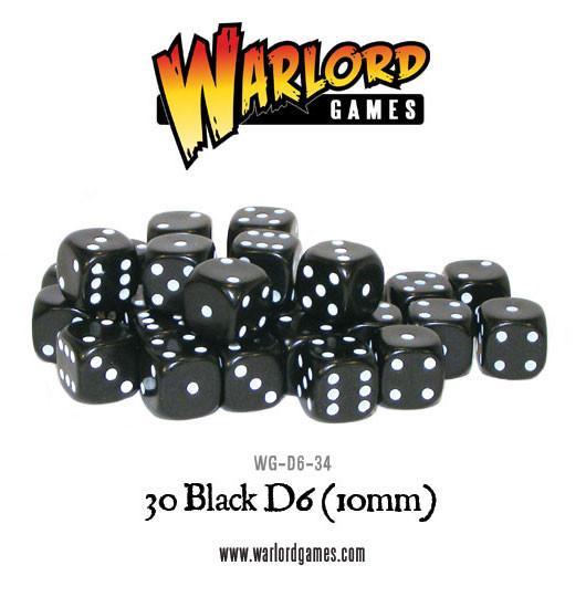 30 Black D6 (10mm) DICE - WG-D6-34