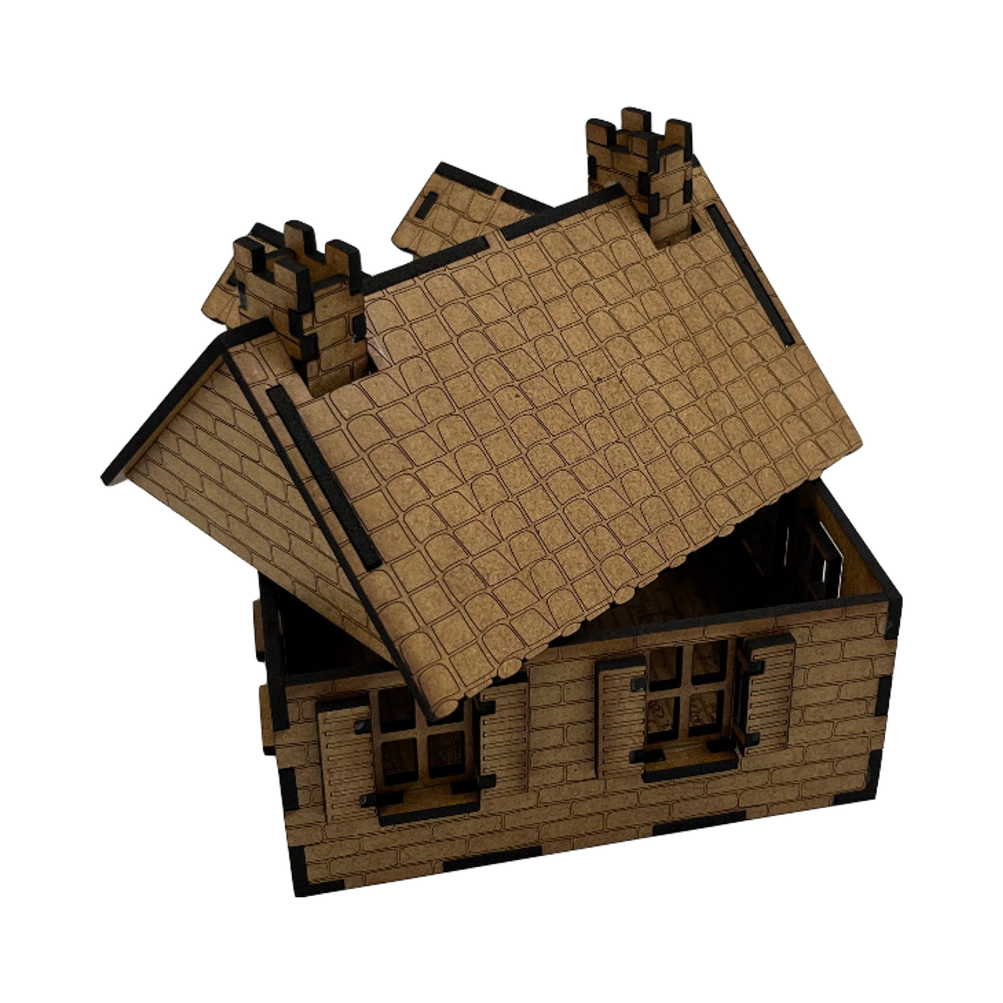 Haus Cafe de Normandie mit Mauer / 28mm aus MDF 3mm /  Wargaming Laser Cut