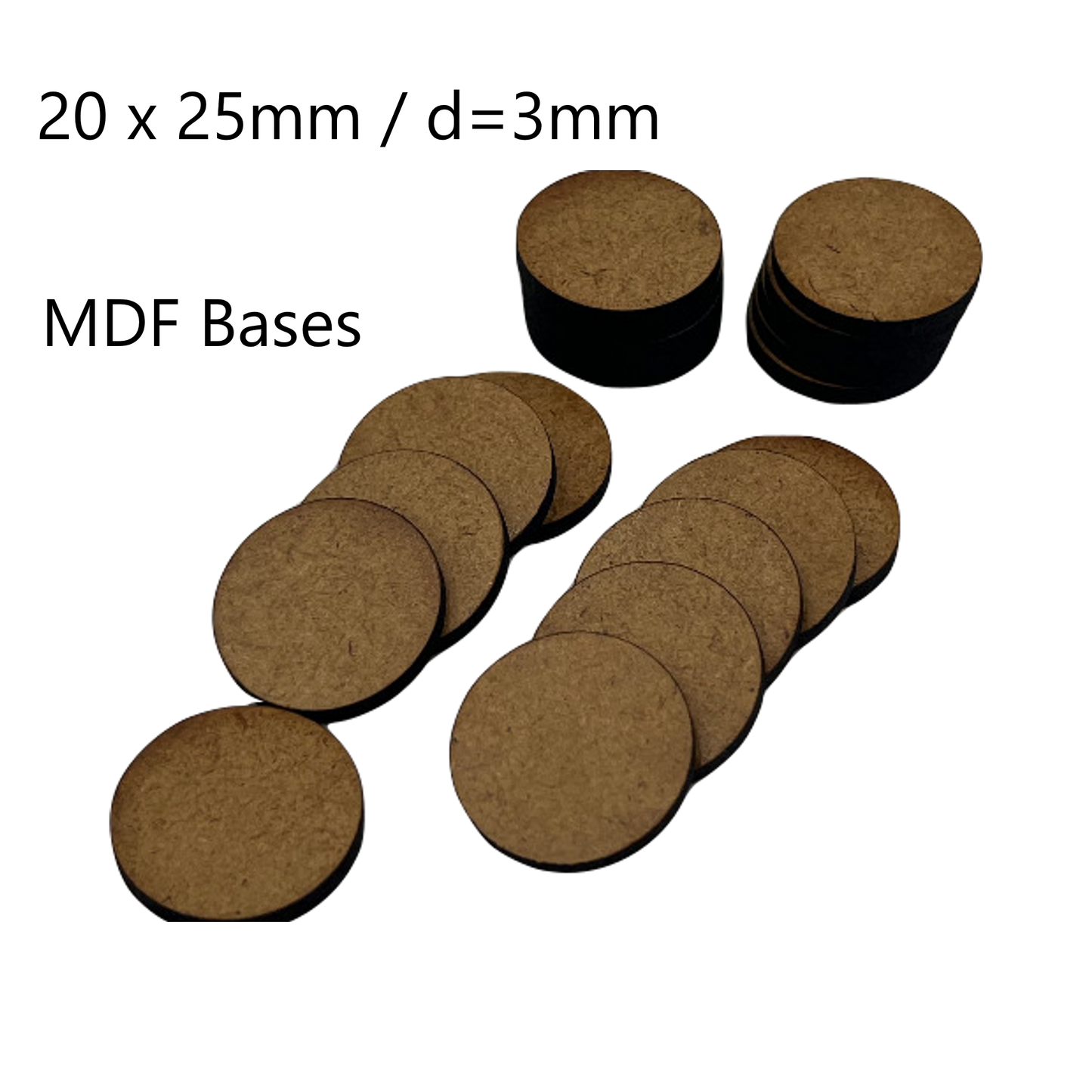 20 x MDF Bases 25mm Durchmesser Lasercut 3mm dick