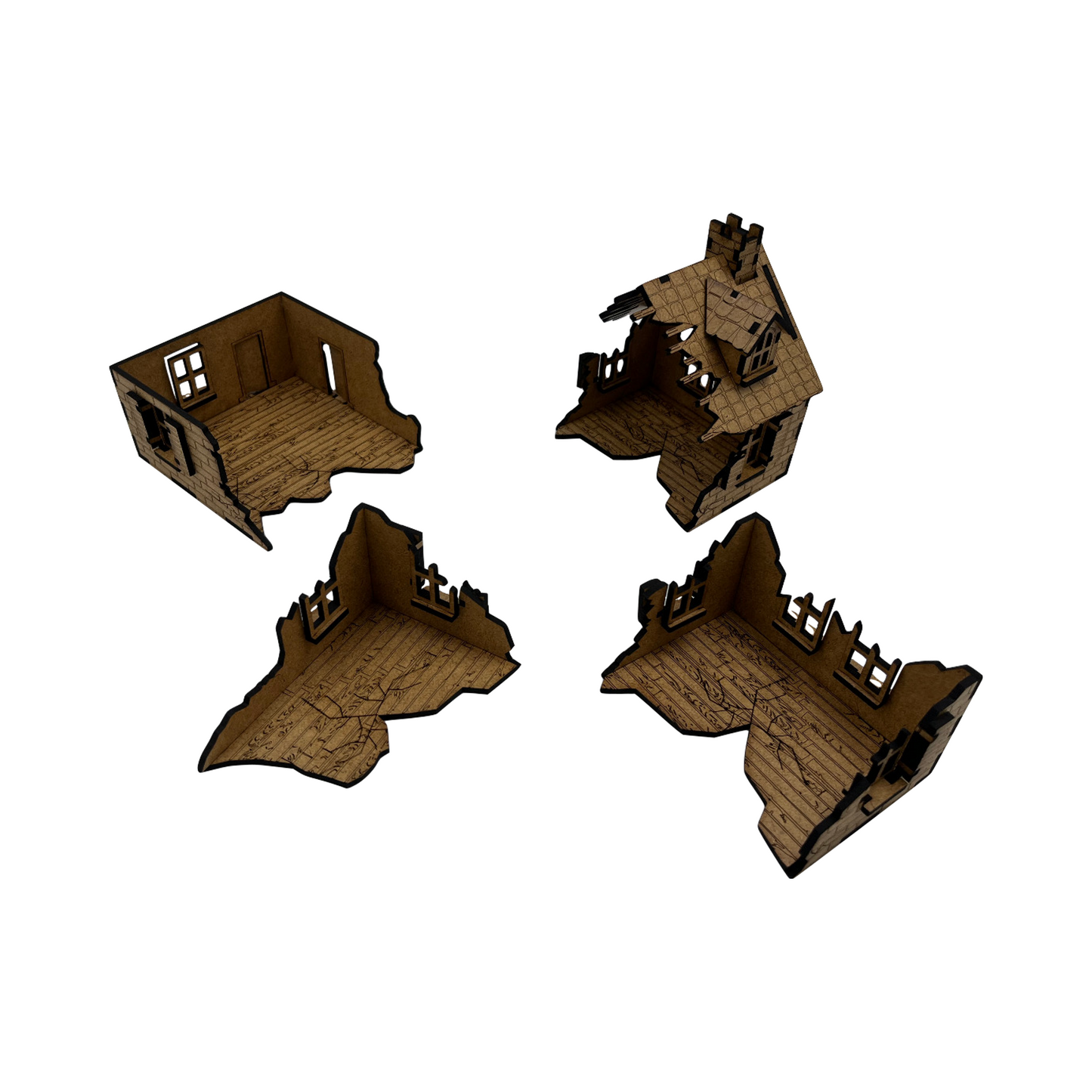 Modular zerstörtes Haus in der Normandie / 28mm aus MDF 3mm / Wargaming Laser Cut