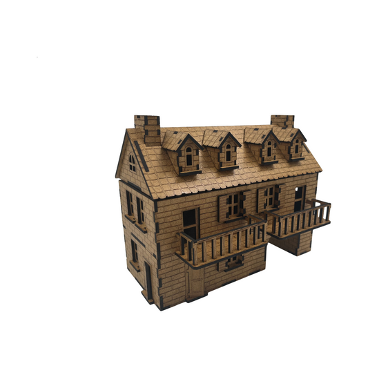 Modular Doppelhaus mit Balkon in der Normandie / 28mm aus MDF 3mm / Wargaming Laser Cut