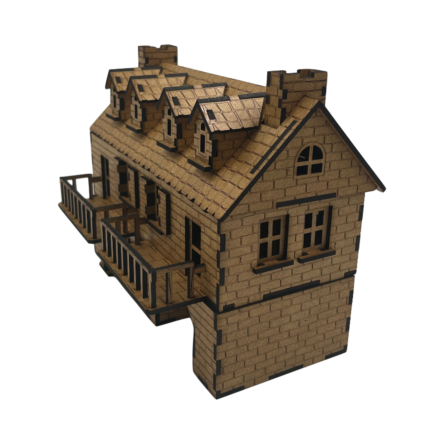 Modular Doppelhaus mit Balkon in der Normandie / 28mm aus MDF 3mm / Wargaming Laser Cut