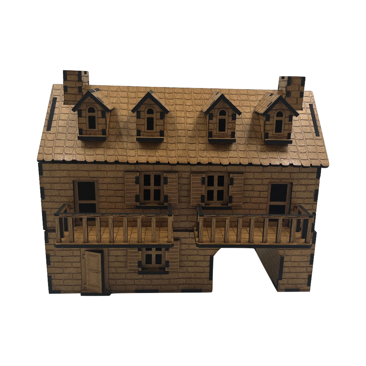 Modular Doppelhaus mit Balkon in der Normandie / 28mm aus MDF 3mm / Wargaming Laser Cut