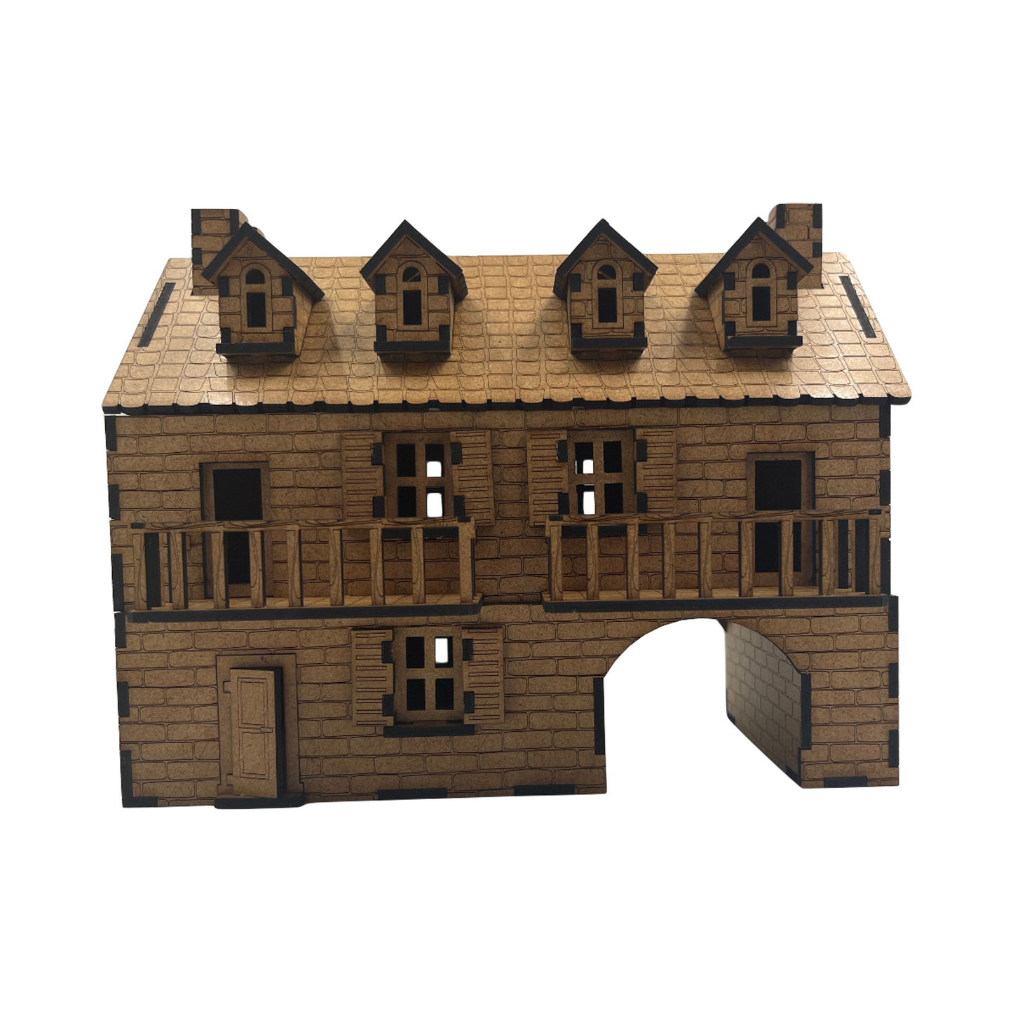 Modular Doppelhaus mit Balkon in der Normandie / 28mm aus MDF 3mm / Wargaming Laser Cut