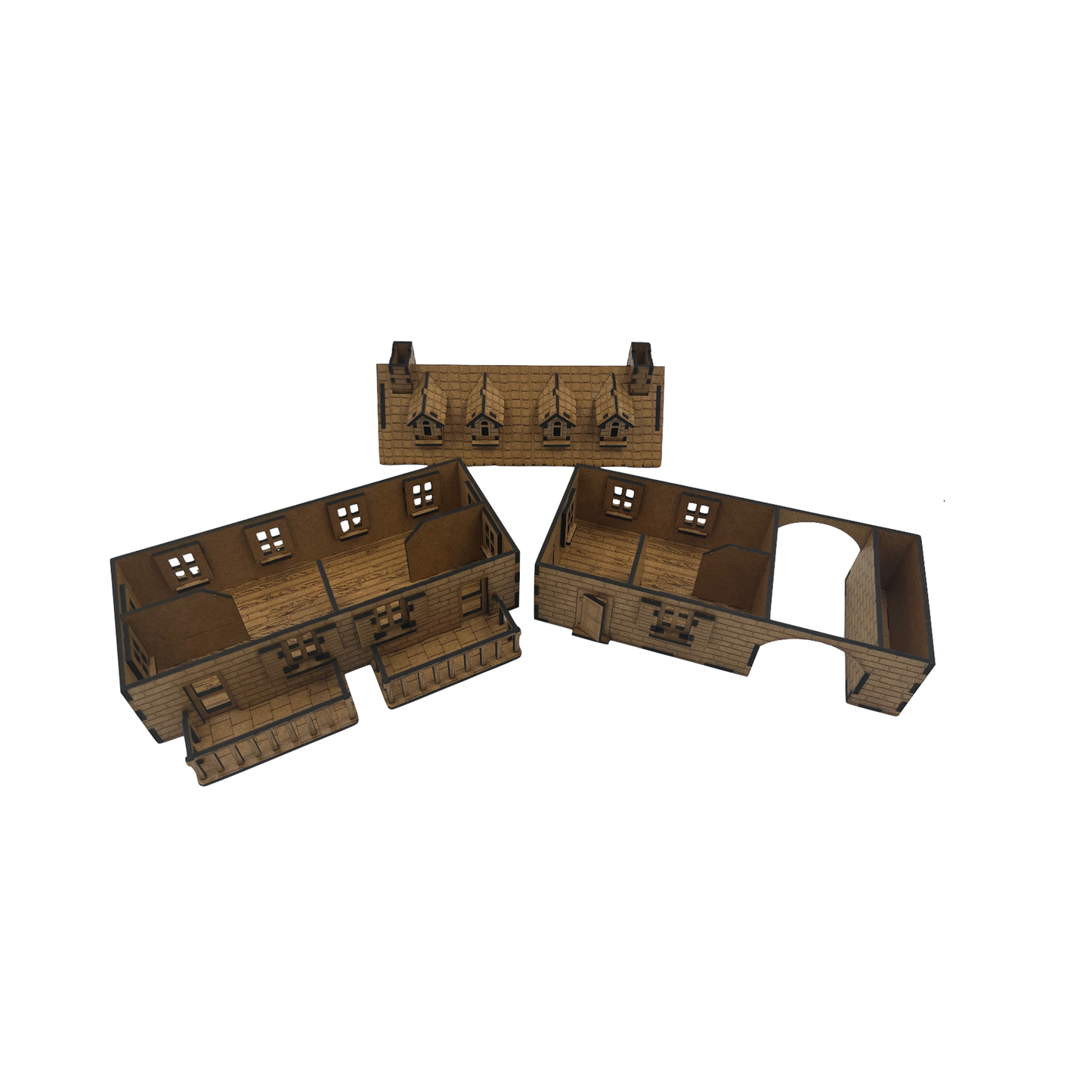 Modular Doppelhaus mit Balkon in der Normandie / 28mm aus MDF 3mm / Wargaming Laser Cut