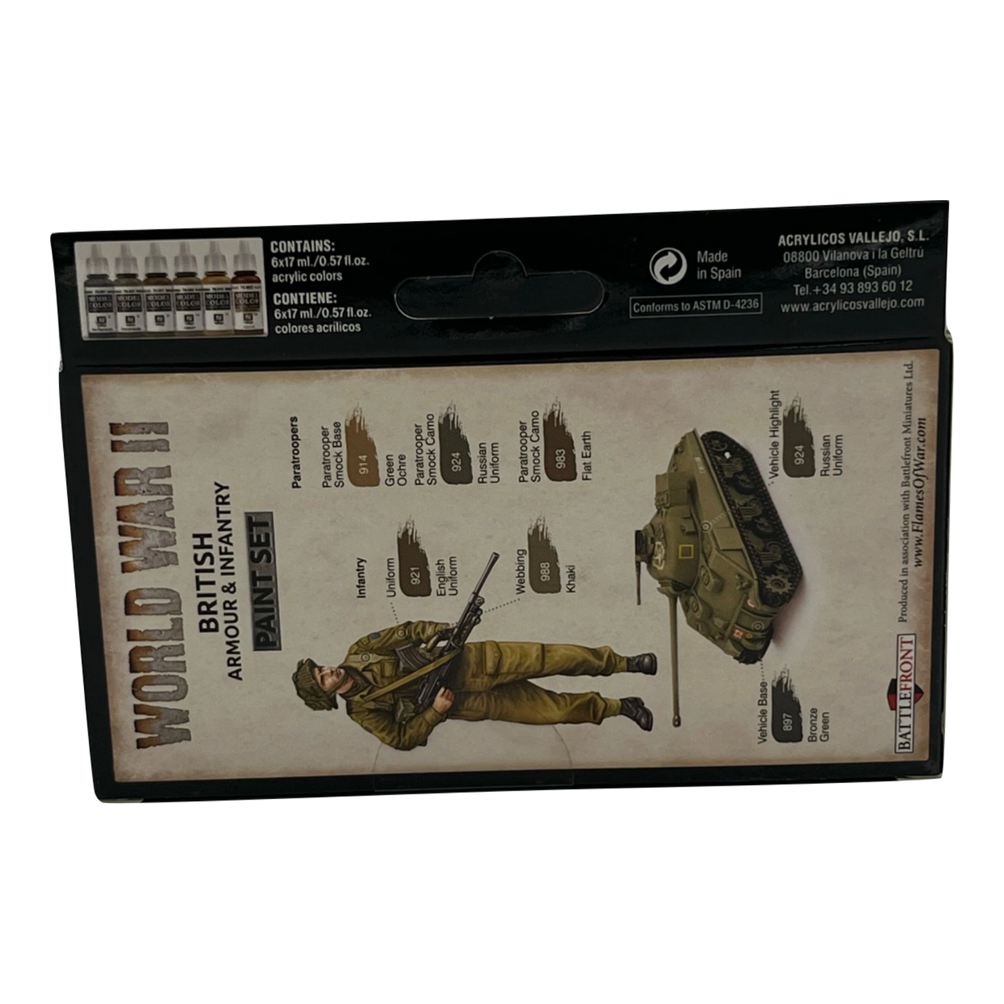 Vallejo WWII British Armour & Infantry Paint Set