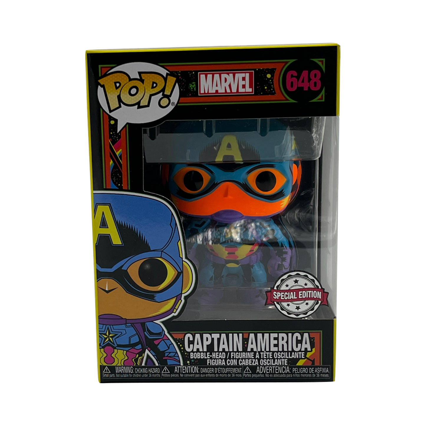 Funko POP! Marvel Black Light Captain America #648