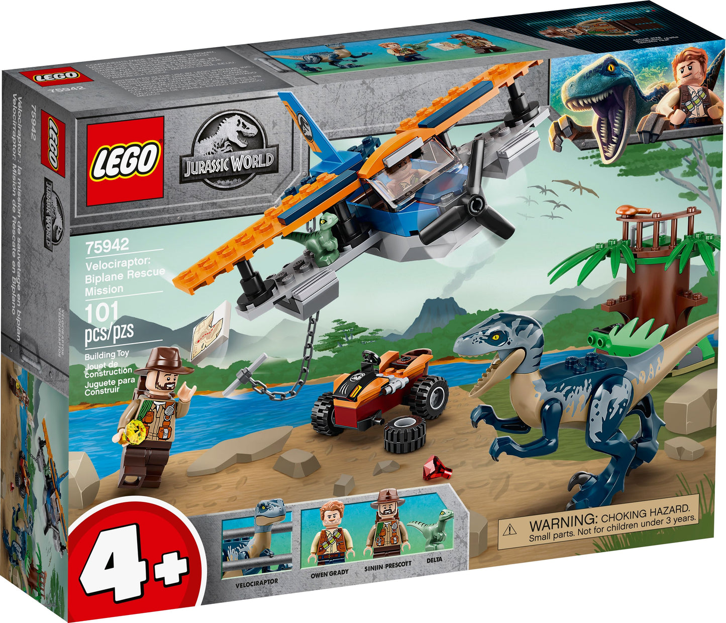 LEGO® Jurassic World 75942 Velociraptor: Rettungsmission mit dem Doppeldecker