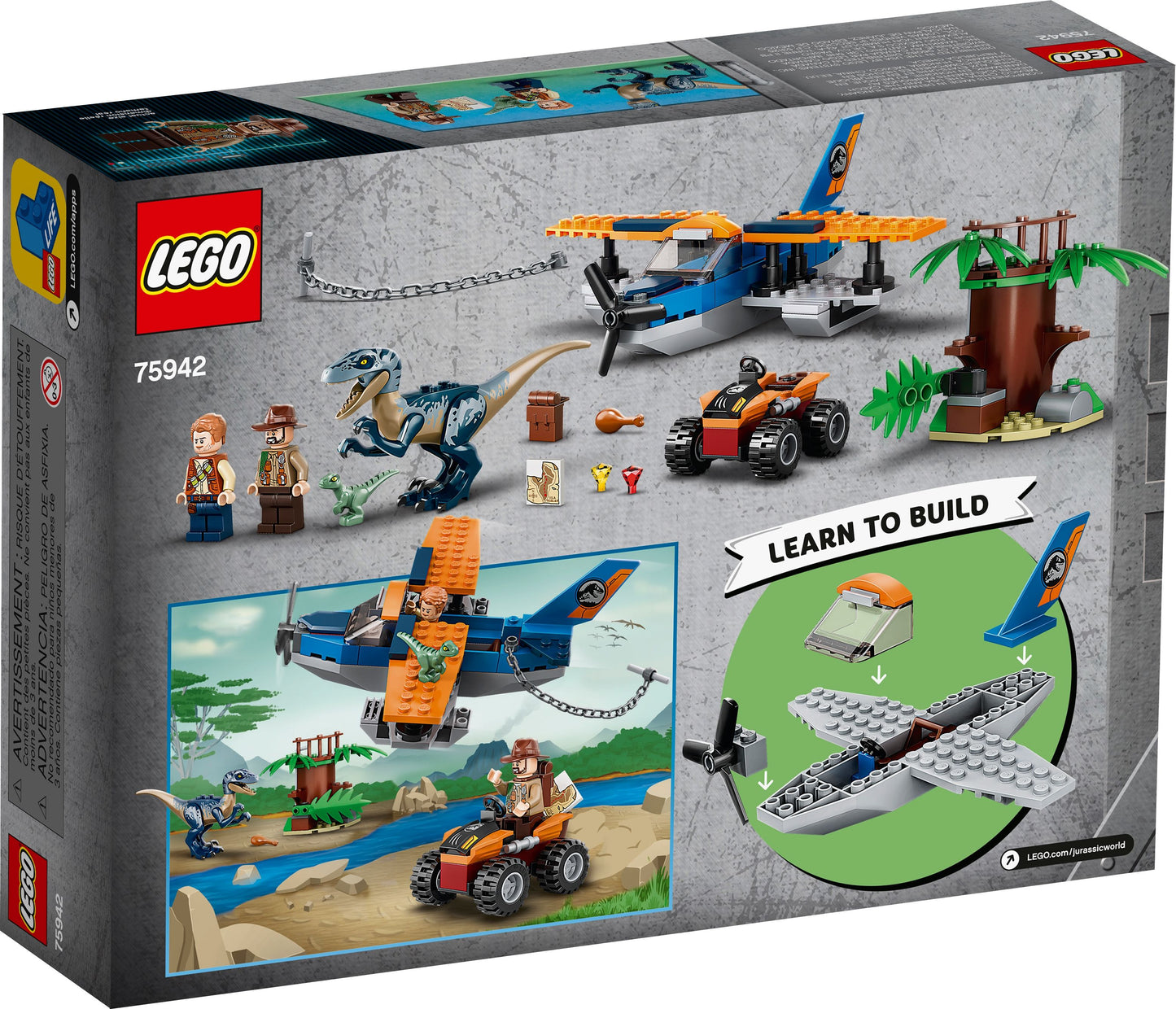 LEGO® Jurassic World 75942 Velociraptor: Rettungsmission mit dem Doppeldecker